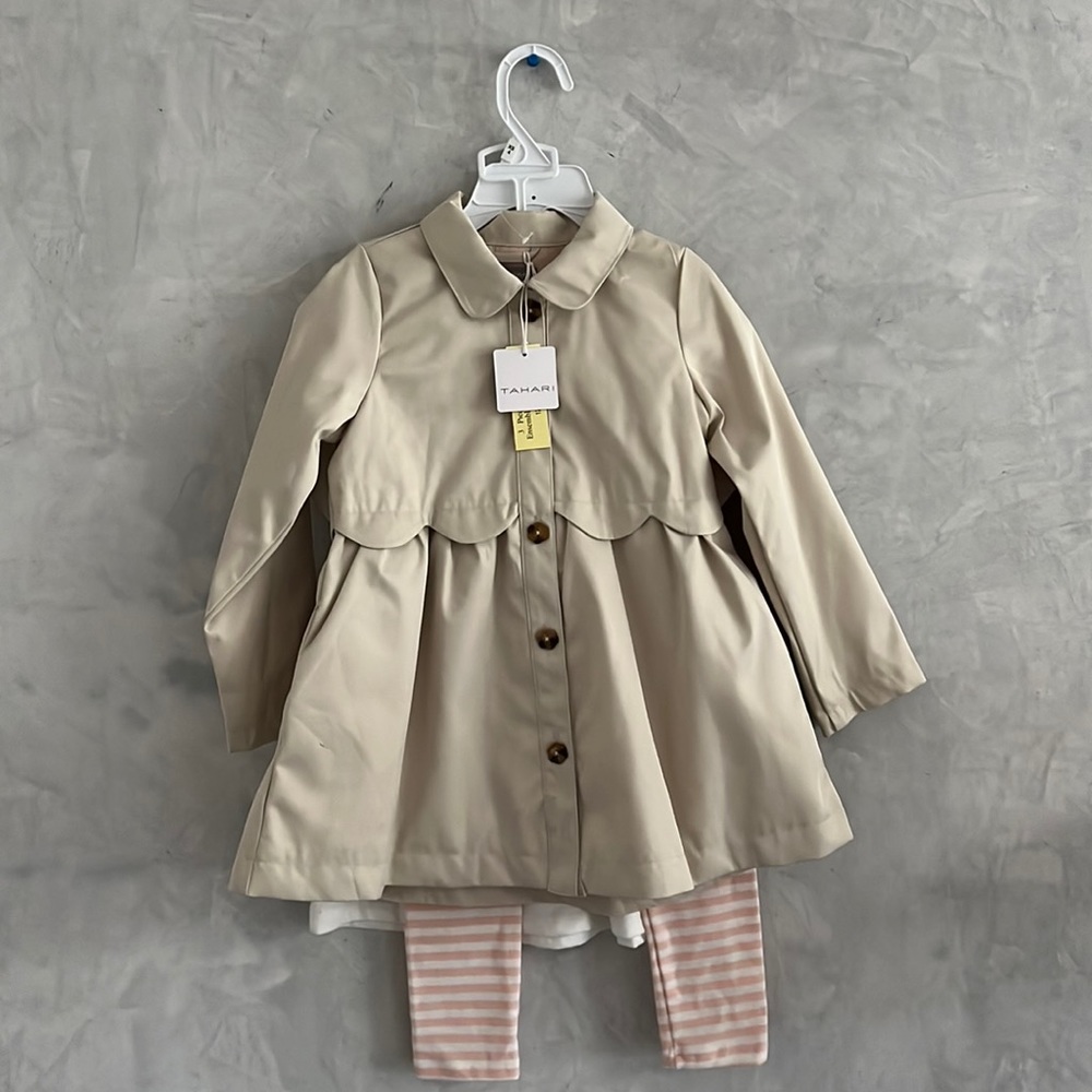 NWT Girls 3 piece Trench Coat Set TAHARI Girls 4